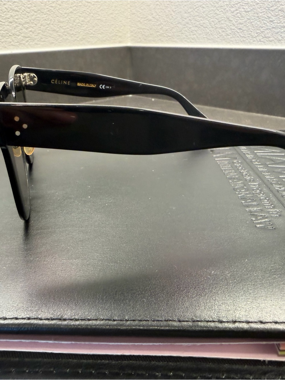 Celine Black Rectangle Sunglasses - Picture 3 of 8